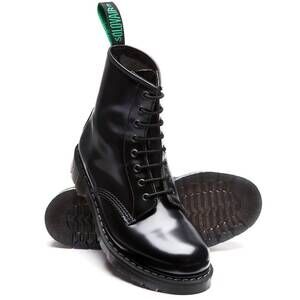 NEW SOLOVAIR men's 8 eye derby boots in black hi-shine